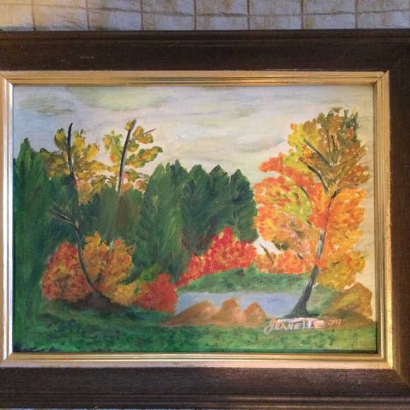 Vintage Original art oil painting natural Canada scene fall scene wall decor - Picture 7 of 9